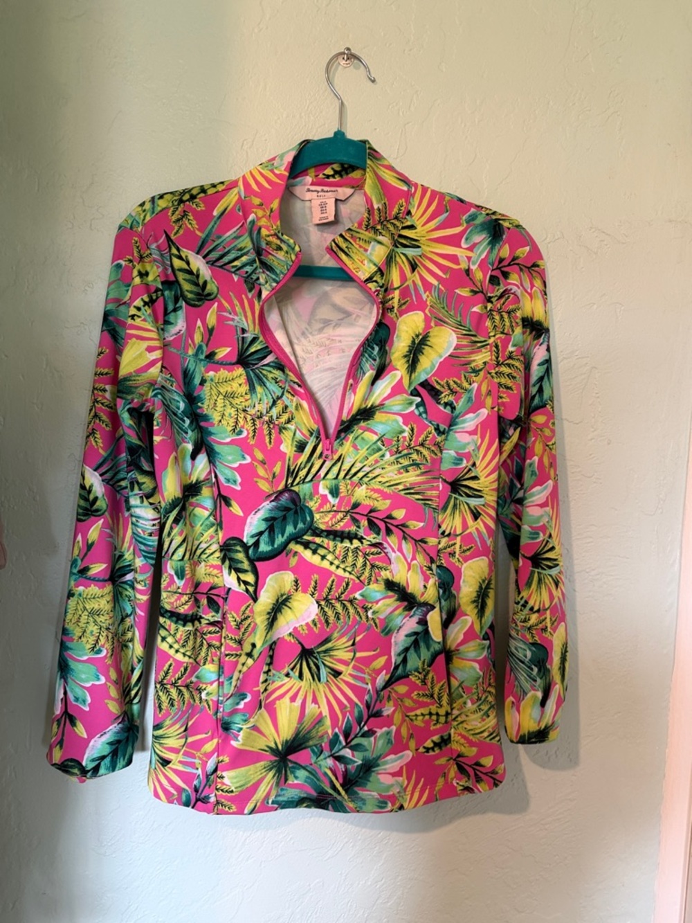 Tommy Bahama Pink Tropical Half-Zip Swim Coverup
